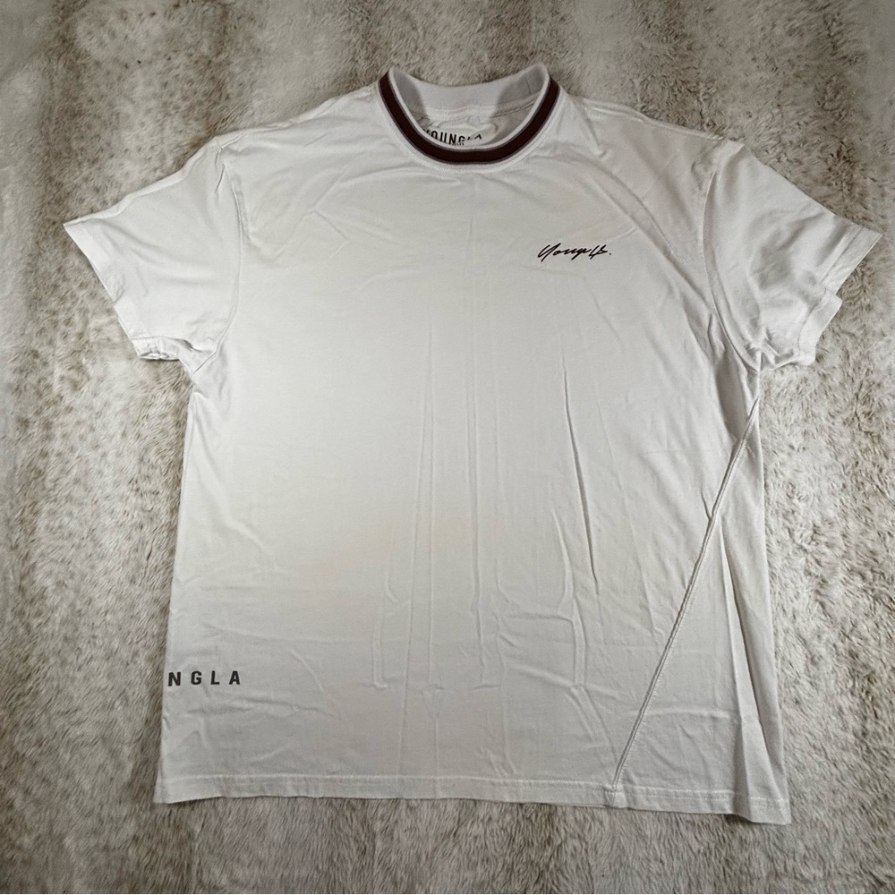 YoungLA White Graphic Tee Shirt Size M – Crew Neck Casual Gym Style